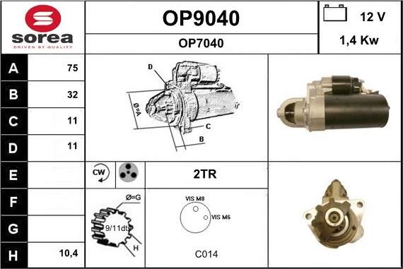 SNRA OP9040 - Стартер vvparts.bg