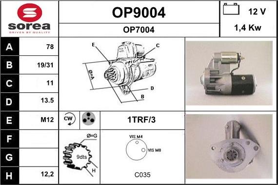 SNRA OP9004 - Стартер vvparts.bg