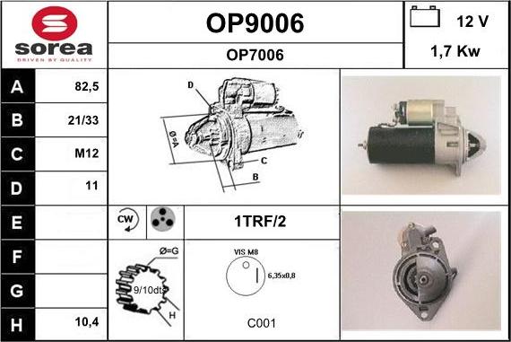 SNRA OP9006 - Стартер vvparts.bg