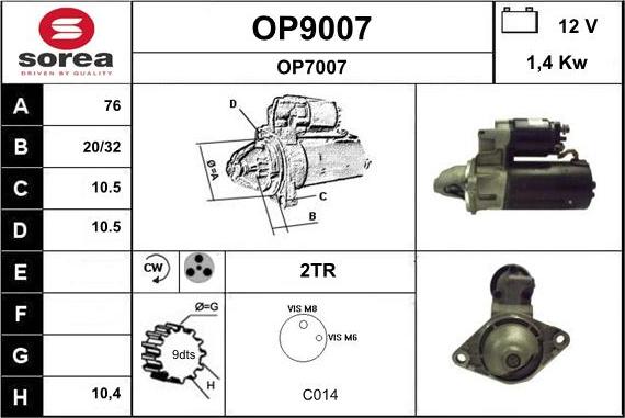 SNRA OP9007 - Стартер vvparts.bg