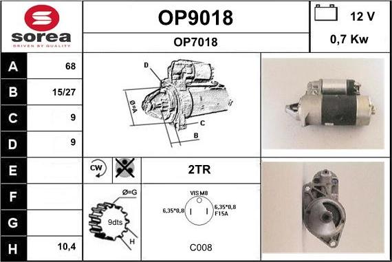 SNRA OP9018 - Стартер vvparts.bg