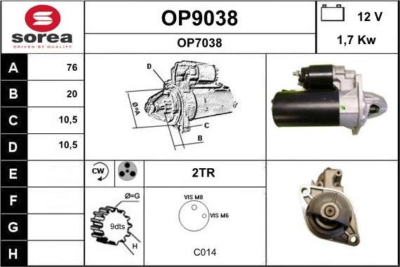 SNRA OP9038 - Стартер vvparts.bg