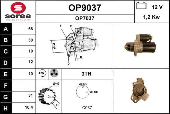 SNRA OP9037 - Стартер vvparts.bg