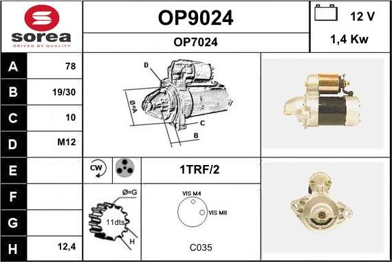 SNRA OP9024 - Стартер vvparts.bg