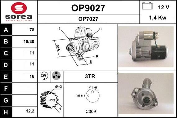 SNRA OP9027 - Стартер vvparts.bg