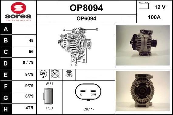 SNRA OP8094 - Генератор vvparts.bg