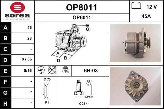 SNRA OP8011 - Генератор vvparts.bg