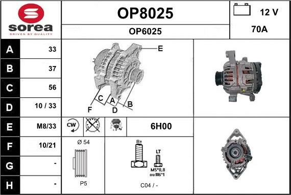 SNRA OP8025 - Генератор vvparts.bg