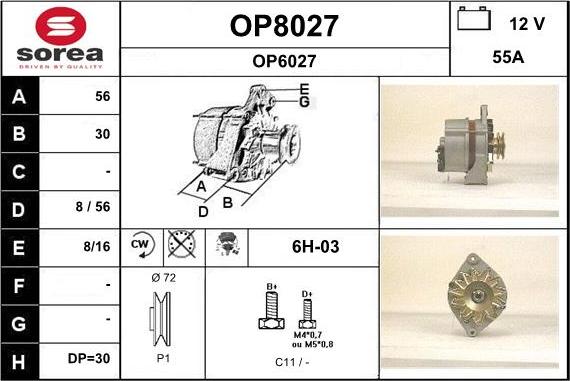 SNRA OP8027 - Генератор vvparts.bg