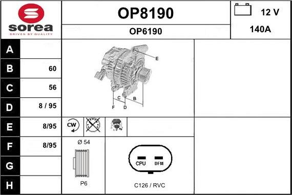 SNRA OP8190 - Генератор vvparts.bg