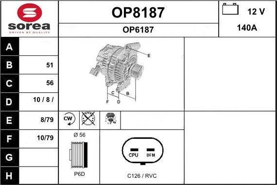 SNRA OP8187 - Генератор vvparts.bg