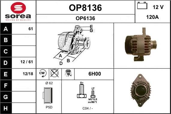 SNRA OP8136 - Генератор vvparts.bg