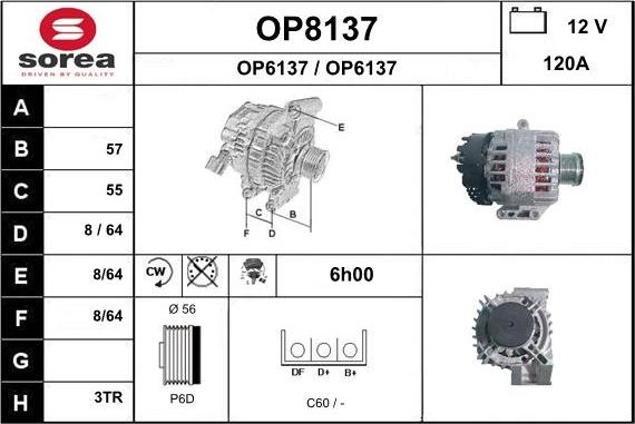 SNRA OP8137 - Генератор vvparts.bg