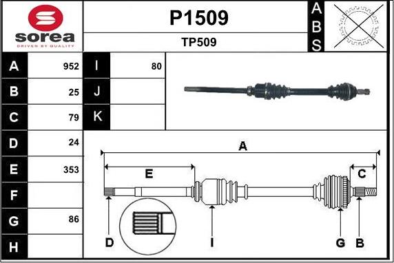 SNRA P1509 - Полуоска vvparts.bg