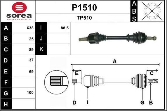 SNRA P1510 - Полуоска vvparts.bg