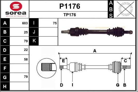 SNRA P1176 - Полуоска vvparts.bg