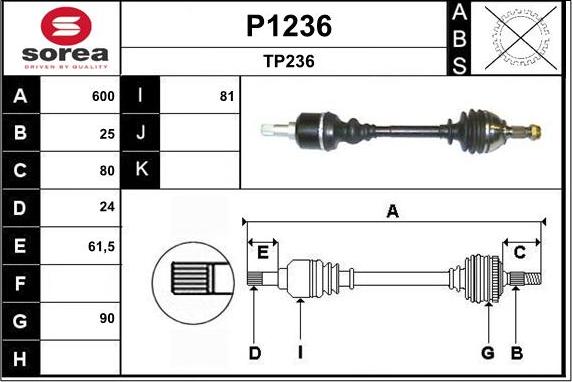 SNRA P1236 - Полуоска vvparts.bg