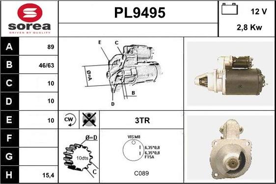 SNRA PL9495 - Стартер vvparts.bg