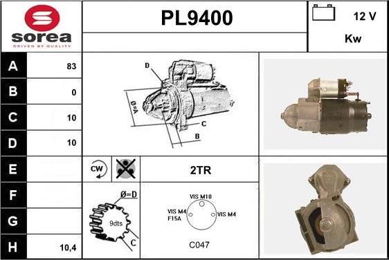 SNRA PL9400 - Стартер vvparts.bg