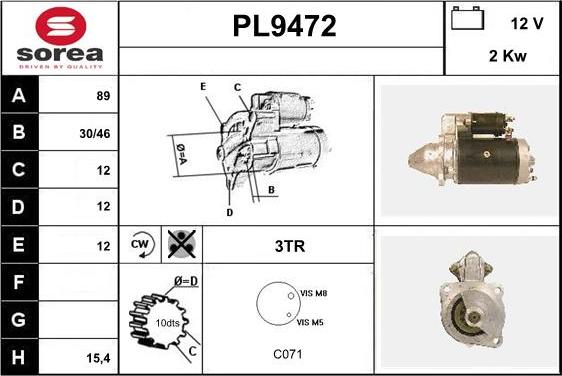 SNRA PL9472 - Стартер vvparts.bg