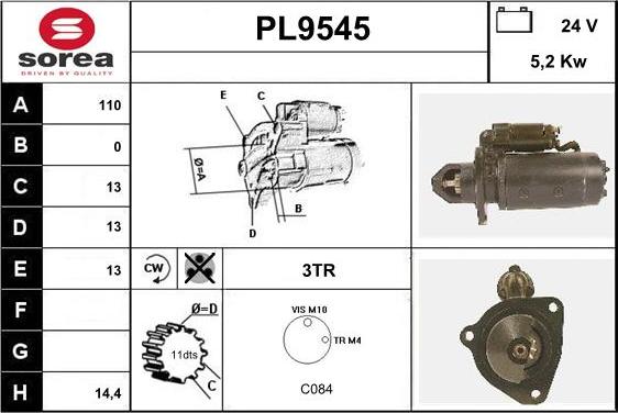 SNRA PL9545 - Стартер vvparts.bg