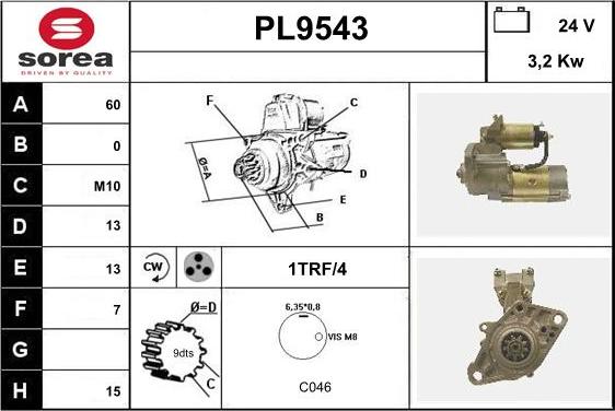 SNRA PL9543 - Стартер vvparts.bg