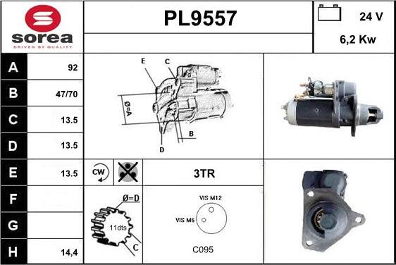 SNRA PL9557 - Стартер vvparts.bg