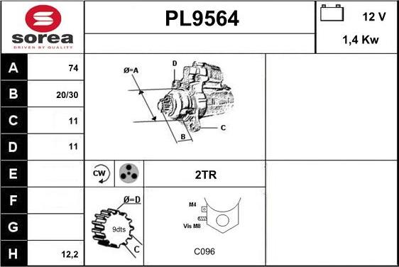 SNRA PL9564 - Стартер vvparts.bg