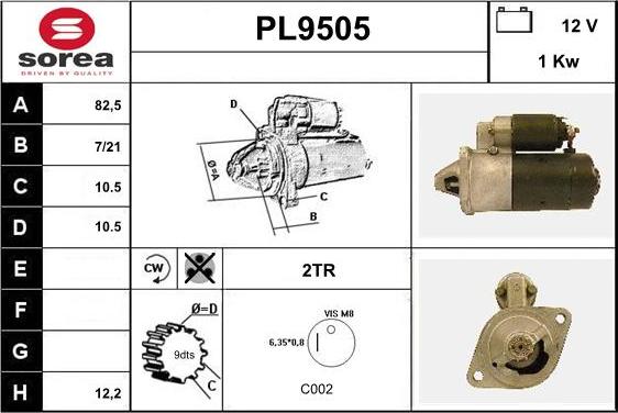 SNRA PL9505 - Стартер vvparts.bg