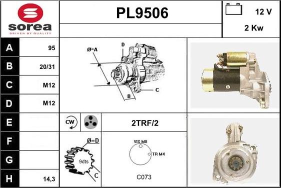 SNRA PL9506 - Стартер vvparts.bg