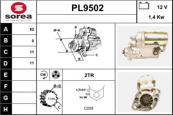 SNRA PL9502 - Стартер vvparts.bg