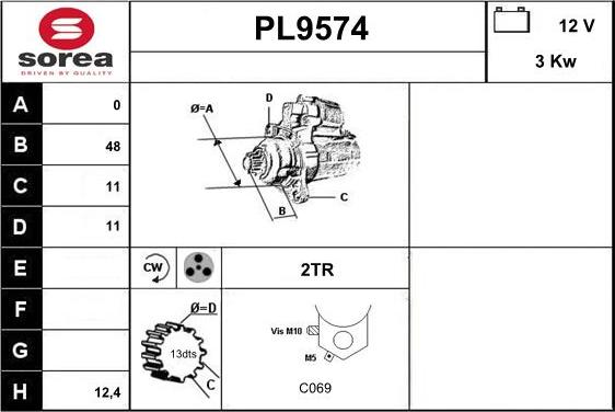 SNRA PL9574 - Стартер vvparts.bg