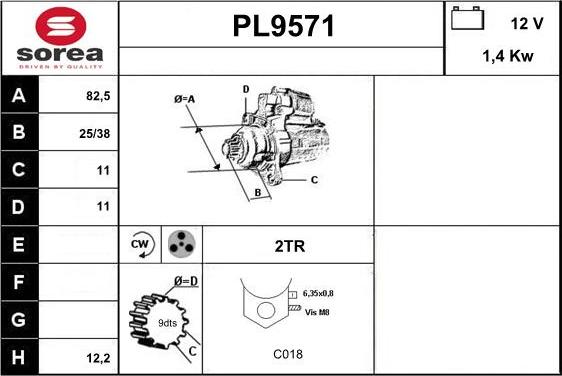 SNRA PL9571 - Стартер vvparts.bg