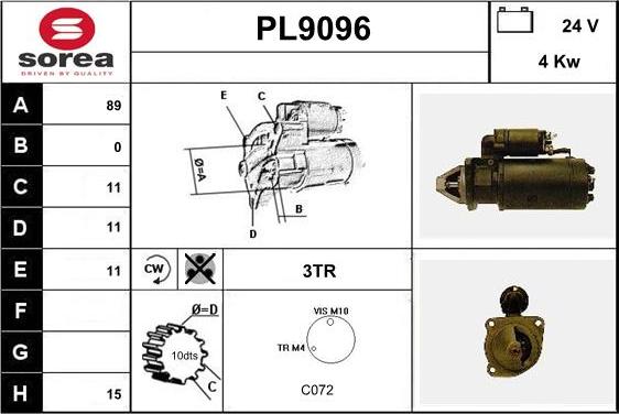 SNRA PL9096 - Стартер vvparts.bg