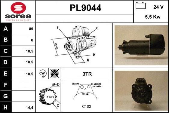 SNRA PL9044 - Стартер vvparts.bg