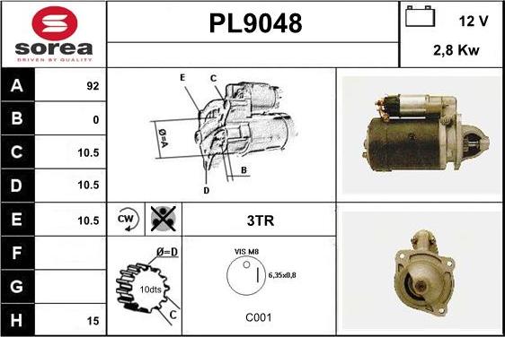 SNRA PL9048 - Стартер vvparts.bg