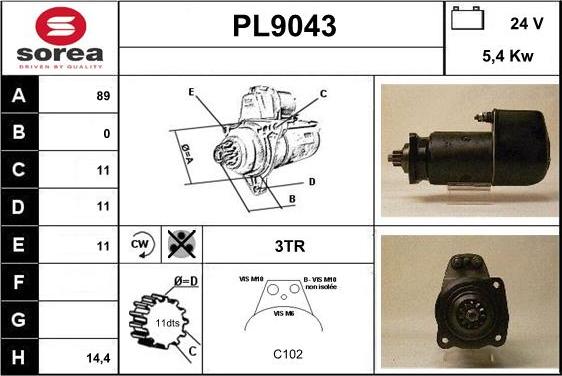 SNRA PL9043 - Стартер vvparts.bg