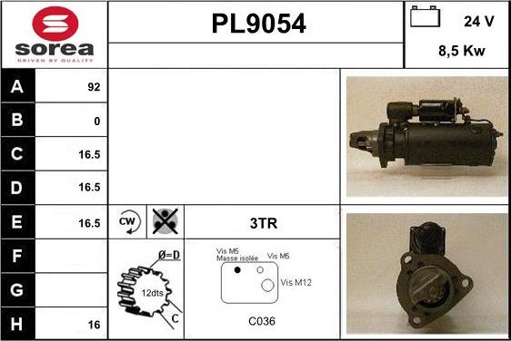 SNRA PL9054 - Стартер vvparts.bg