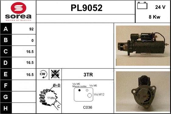 SNRA PL9052 - Стартер vvparts.bg