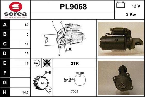 SNRA PL9068 - Стартер vvparts.bg