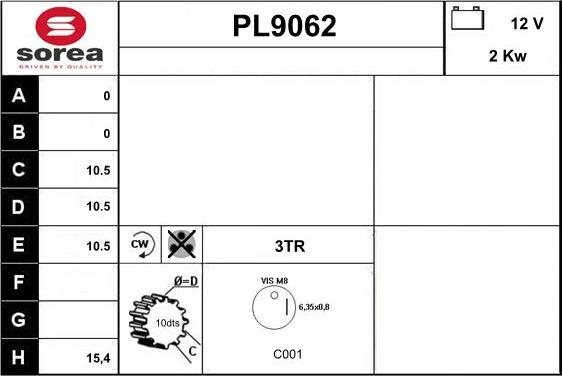 SNRA PL9062 - Стартер vvparts.bg