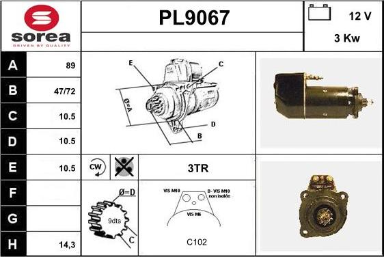 SNRA PL9067 - Стартер vvparts.bg