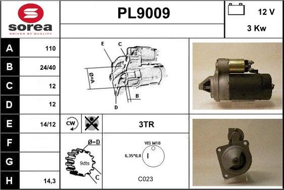 SNRA PL9009 - Стартер vvparts.bg