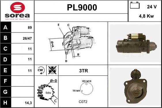 SNRA PL9000 - Стартер vvparts.bg