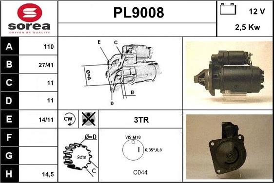 SNRA PL9008 - Стартер vvparts.bg