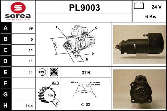 SNRA PL9003 - Стартер vvparts.bg