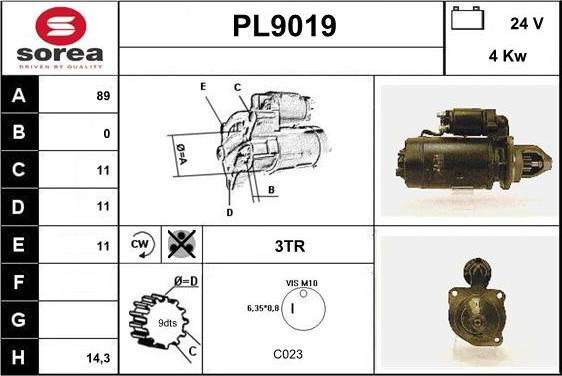 SNRA PL9019 - Стартер vvparts.bg