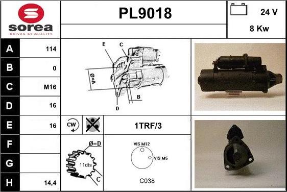 SNRA PL9018 - Стартер vvparts.bg