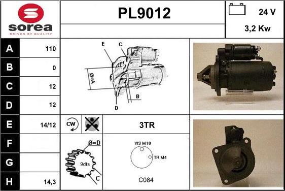 SNRA PL9012 - Стартер vvparts.bg