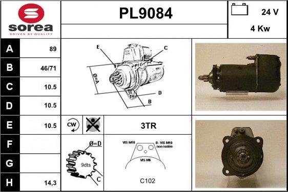 SNRA PL9084 - Стартер vvparts.bg